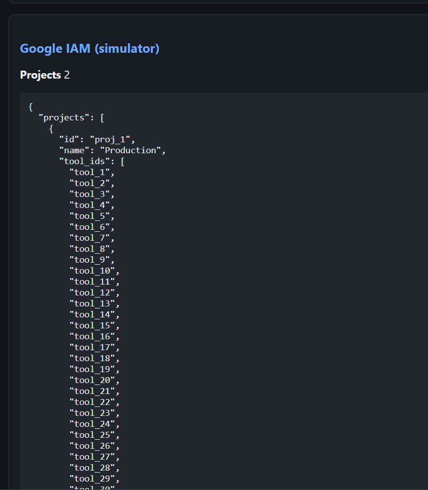 Simulation details: Google IAM simulator projects